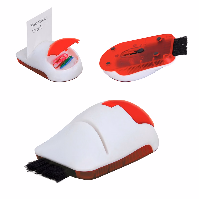 Card Holder with Computer Brush and Paper Clip