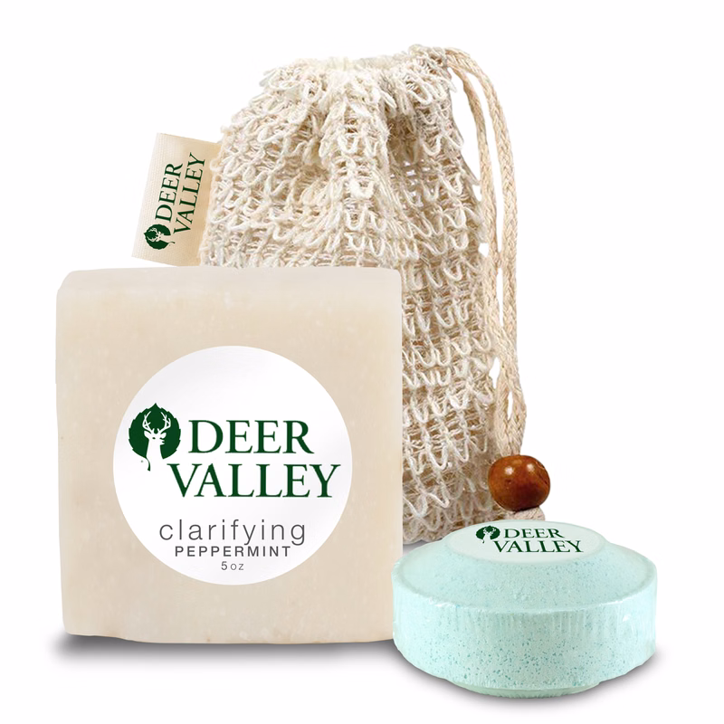 Loofah Bag with Soap and Shower Steamer, Sewn Tag