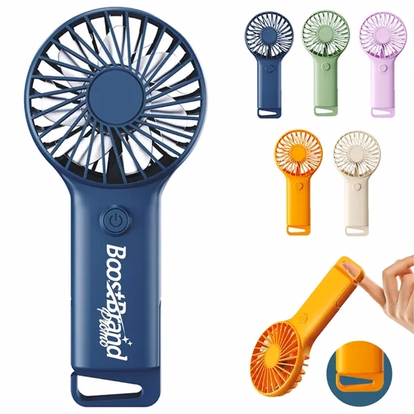 Custom 6.69 Inch USB Rechargeable Portable Handheld Fan Lanyard — Summer Event