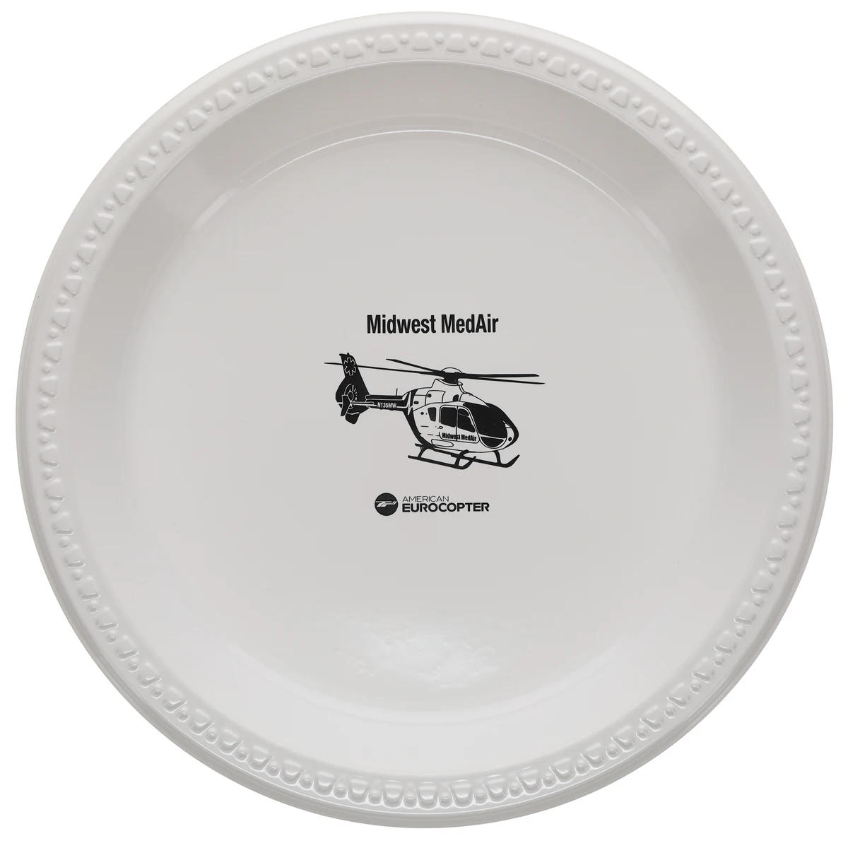 10.000" Plain Medium Weight Plastic Plate Round White Tradition Print 1