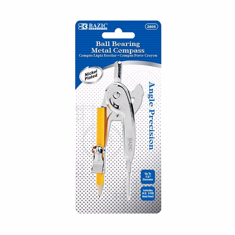 Metal Ball Bearing Compass - #2 Wood Pencil Included