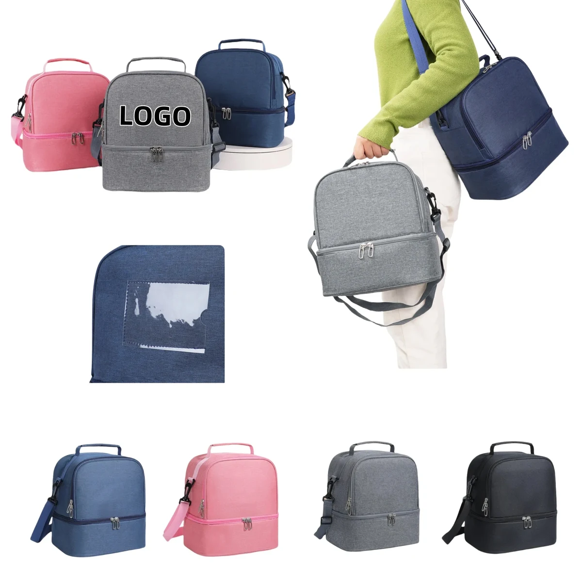 Double-Layer Insulated Bag With Shoulder Strap For students 1
