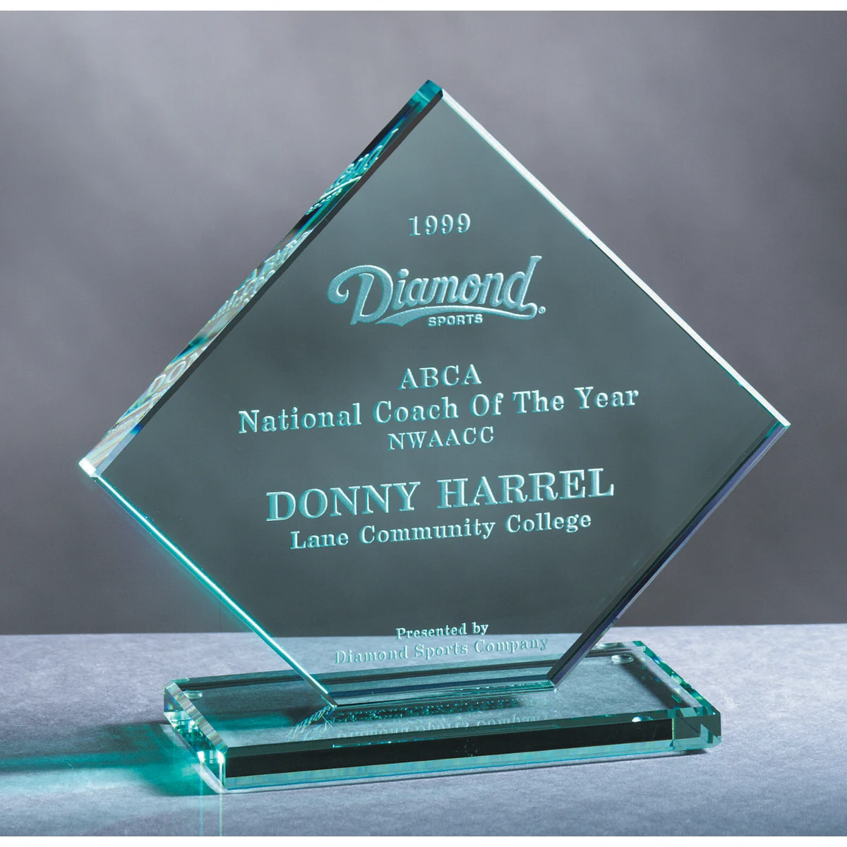 Jade Glass Clipped Square Award (6"x6"x") 1
