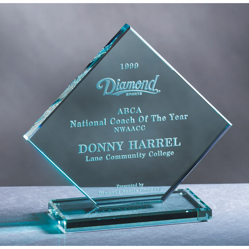 Jade Glass Clipped Square Award (6"x6"x")