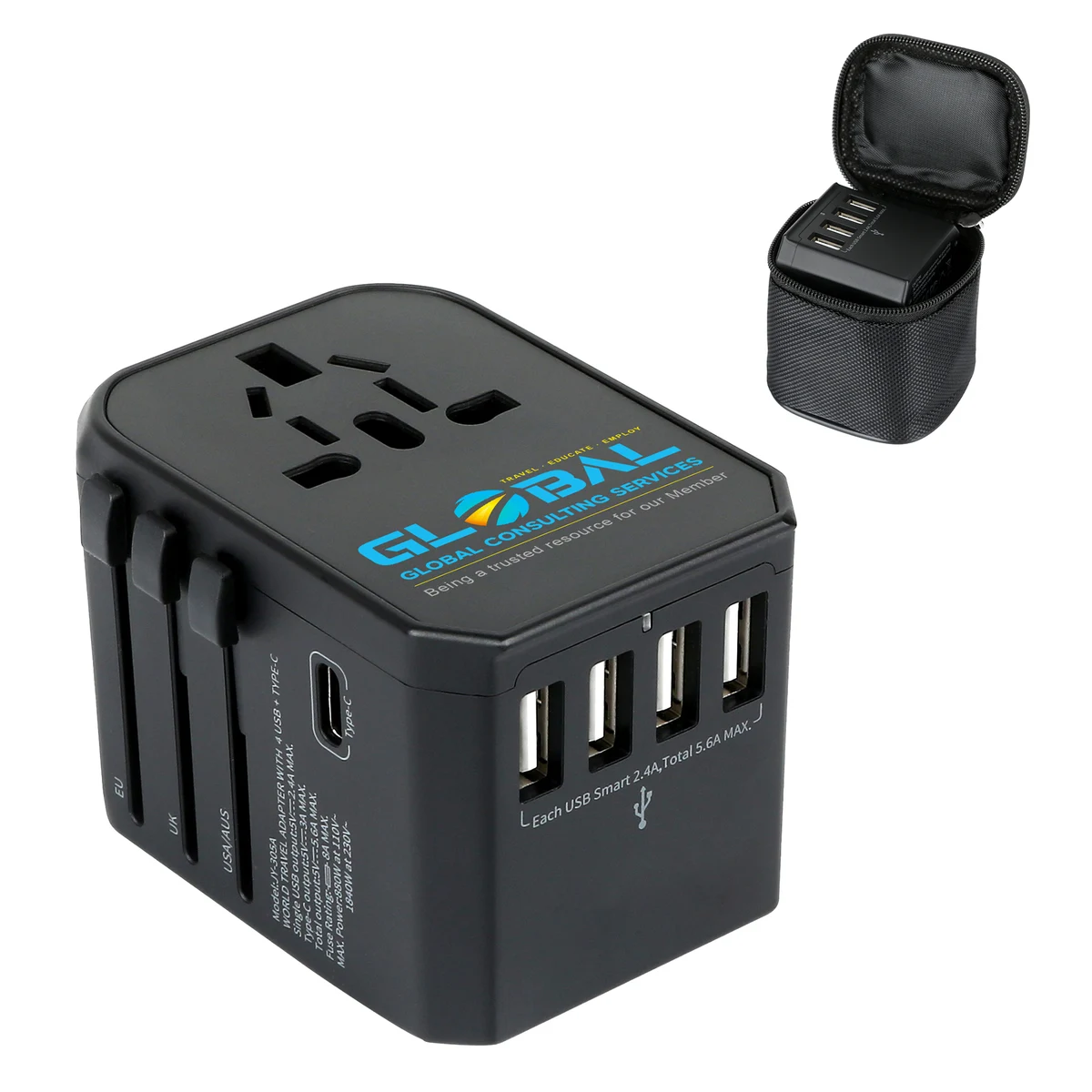 Universal Travel Adapter With 4 USB-A And 1 Type-C Ports 1