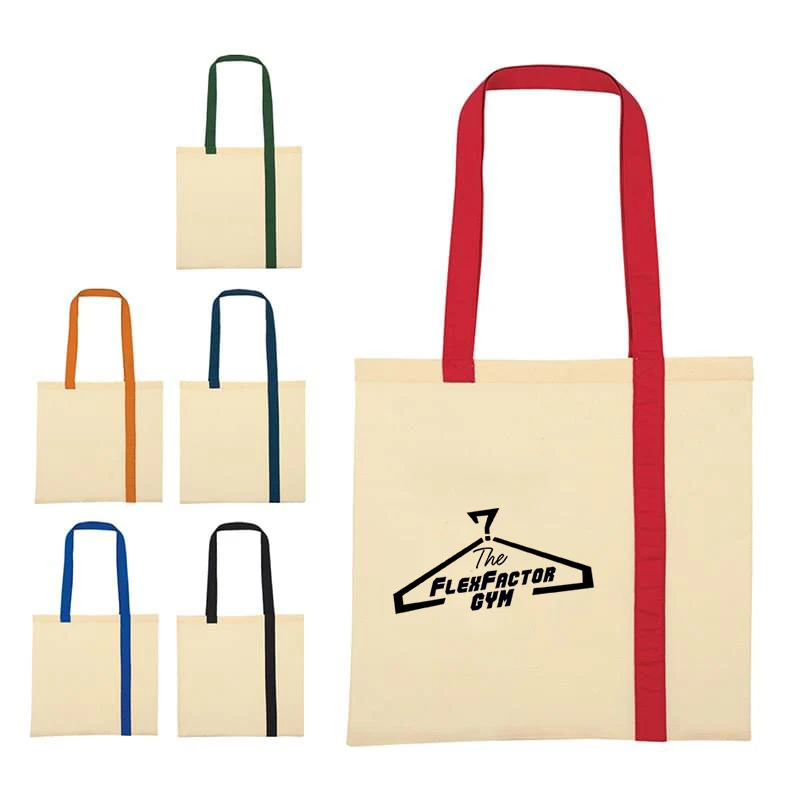 Econo Canvas Tote Bag with Stripes, custom tote bag with logo imprint 1