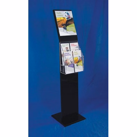 Black Acrylic Floor Literature Display with 8.5x11 Sign Holder