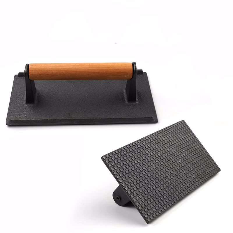Cast Iron Smash Burger Press With Wood Handle (Rectangle )