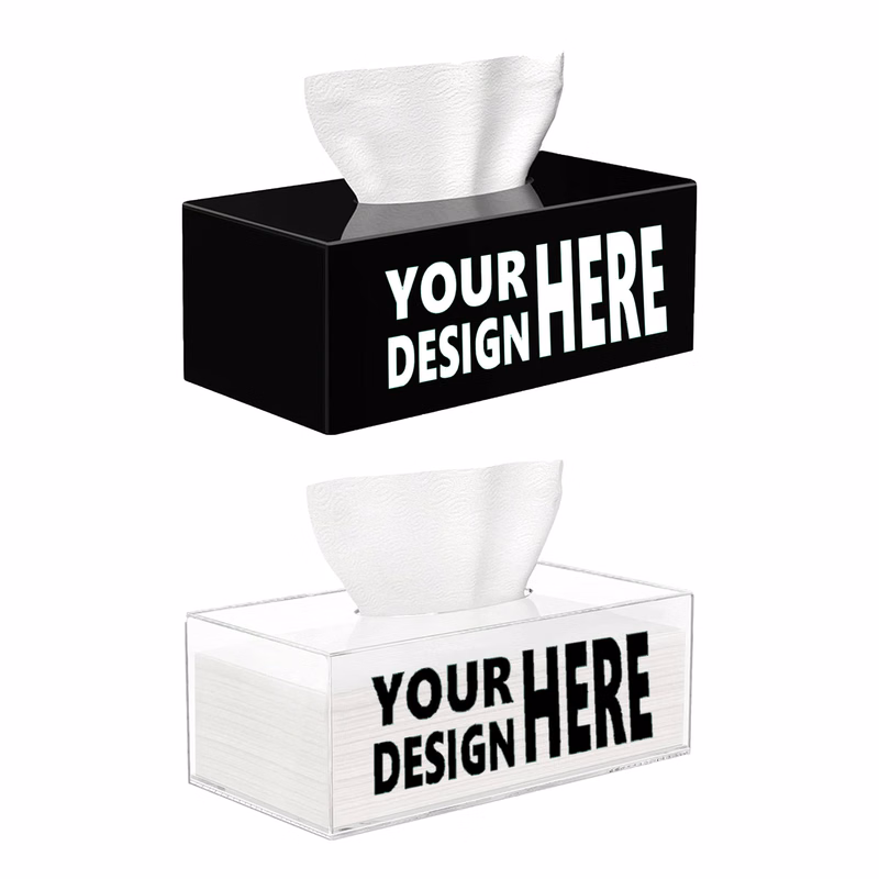 Acrylic Tissue Box Holder with Ad Space