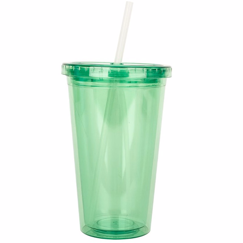 16OZ Double Wall acrylic with Straw Cup
