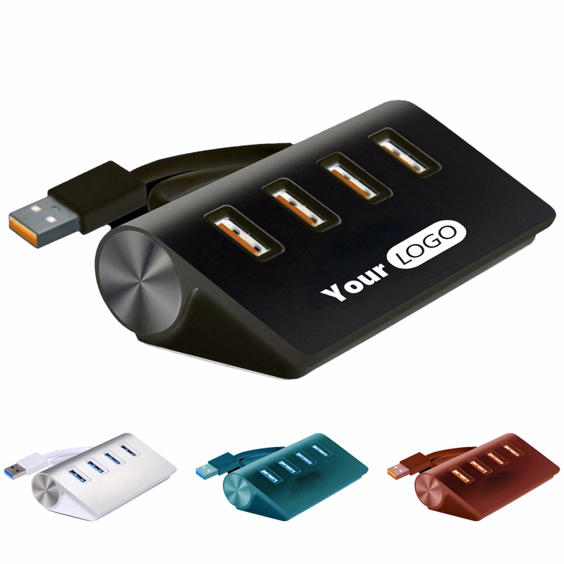 Aluminum Alloy Compact Usb 3.0 Hub With 4 Ports And High-Speed Connectivity