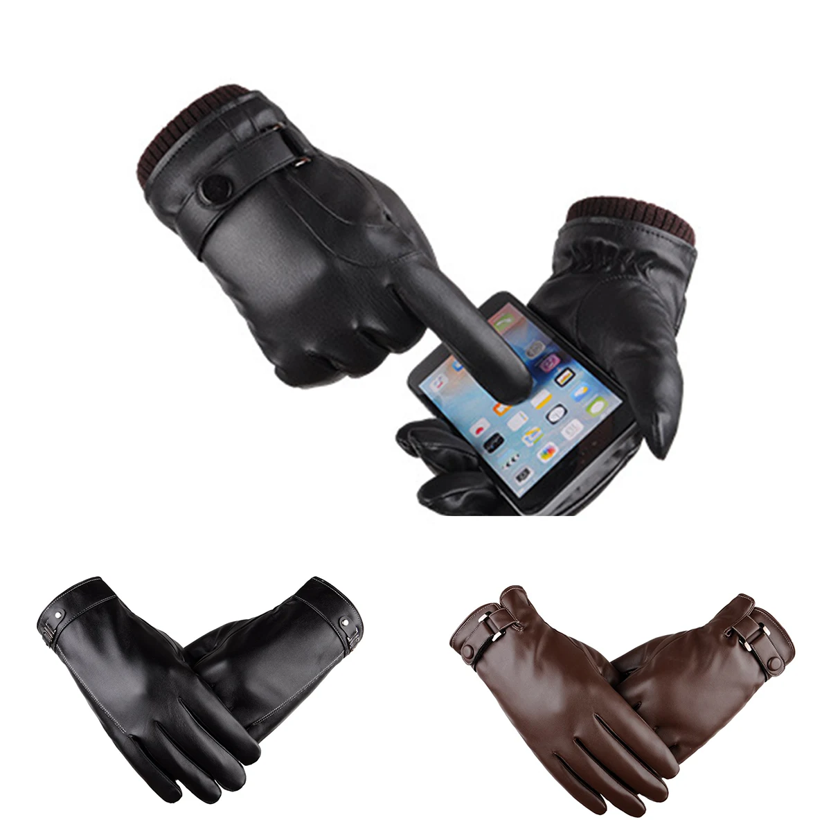 Luxury Leather Touch Screen Gloves 1
