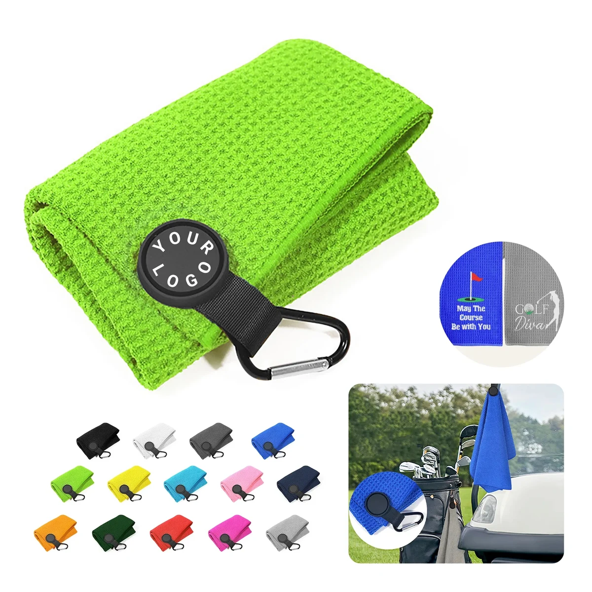Magnetic Microfiber Golf Towel with Waffle Weave 1