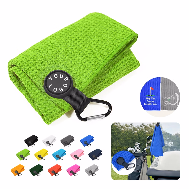 Magnetic Microfiber Golf Towel with Waffle Weave