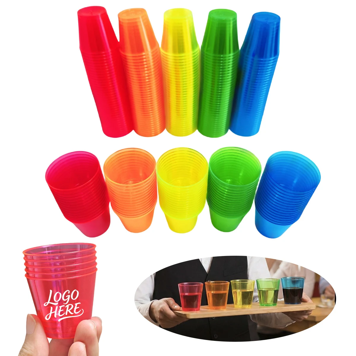Mini Neon Disposable Plastic Party Cups 1
