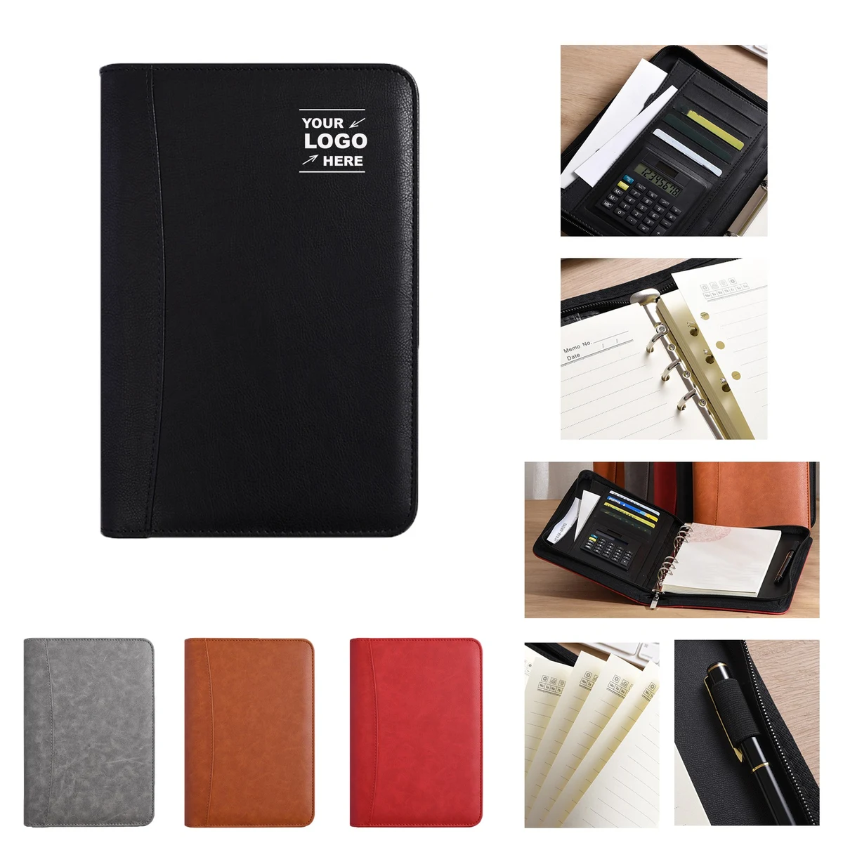 Zippered Notebook with Card/Pen Holder and Calculator 1