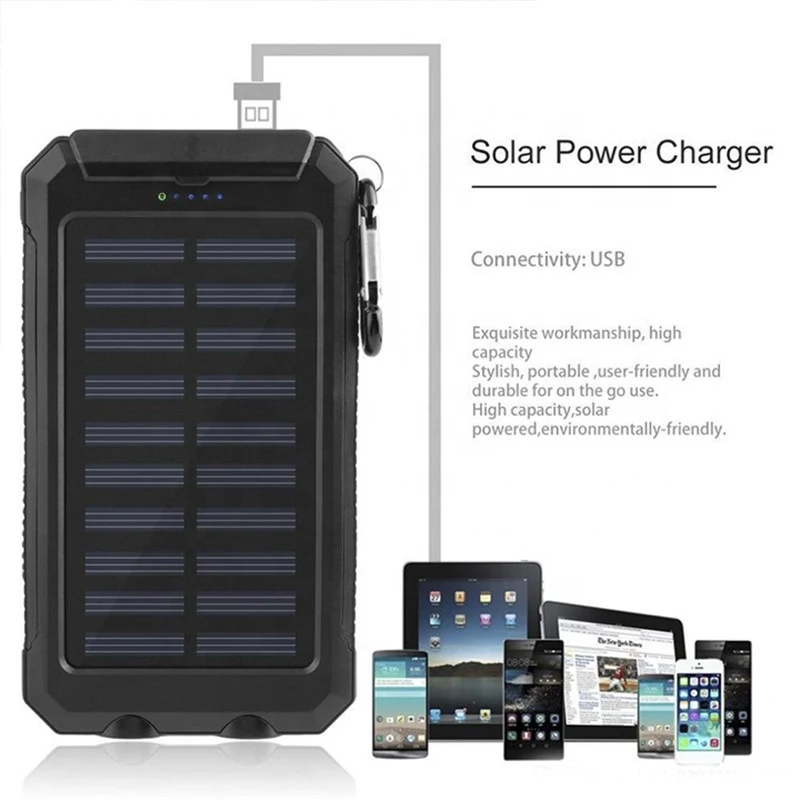 High Capacity Water Resistant Shatterproof Solar Power Bank with Compass 1