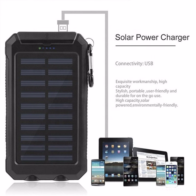 High Capacity Water Resistant Shatterproof Solar Power Bank with Compass