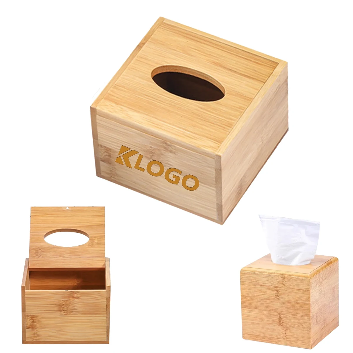 4.53" Bamboo Tissue Box Cover Square 1