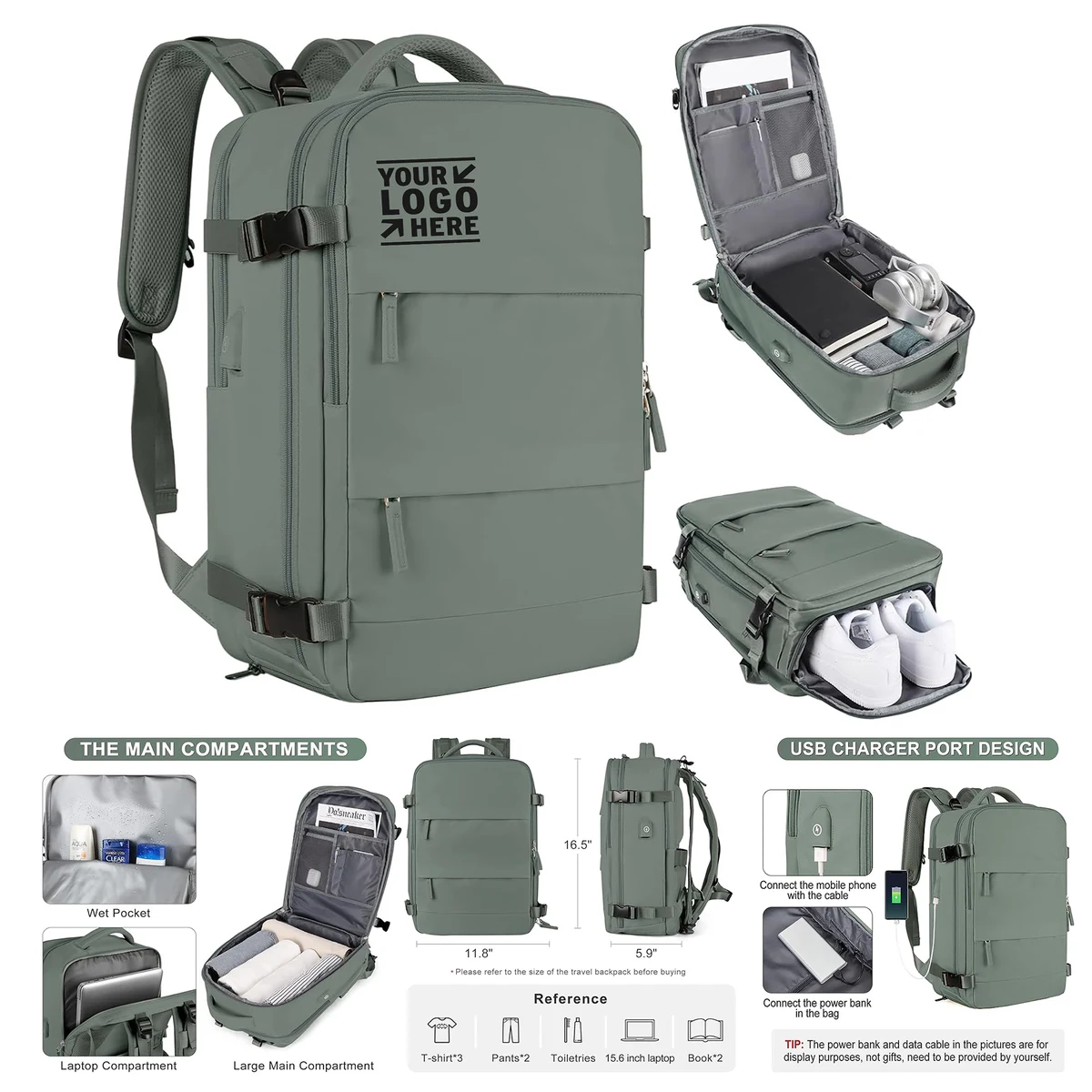 Hiking Women Men Airline Approved Carry On Waterproof Casual Travel Sport Backpack 1