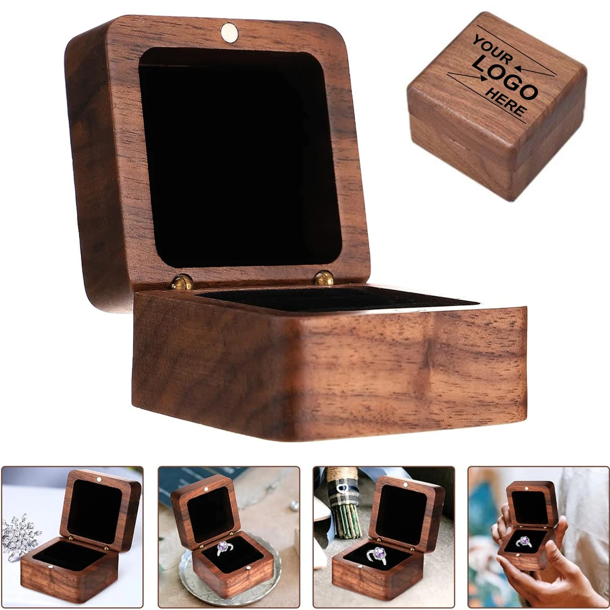 Rustic Wooden Ring Box for Couples 1