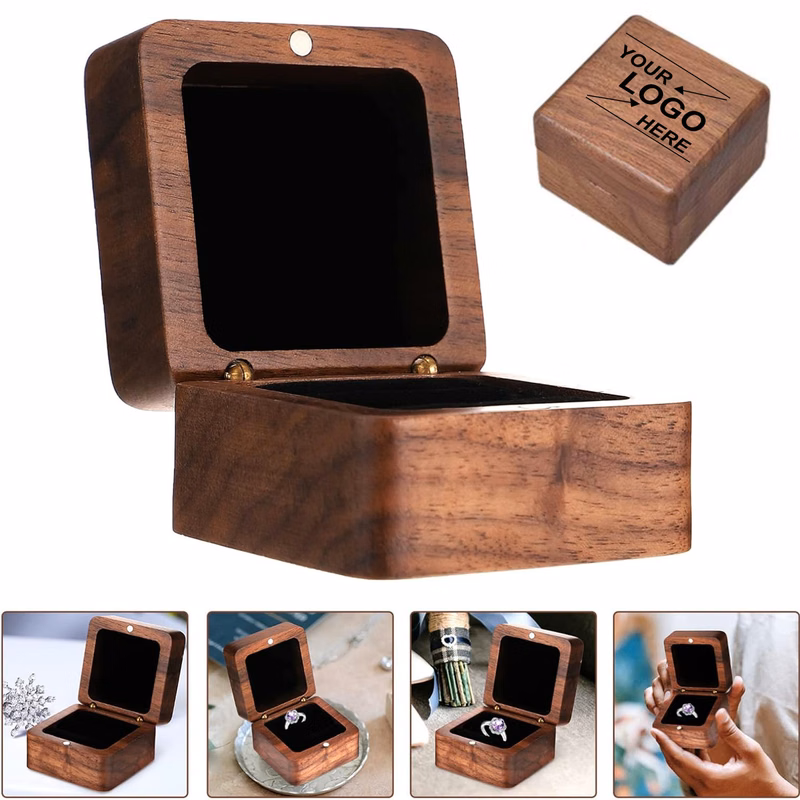 Rustic Wooden Ring Box for Couples