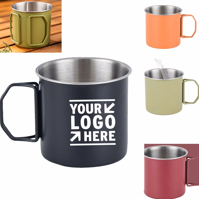 12 Oz. Outdoor Camping Cup W/Foldable Handle
