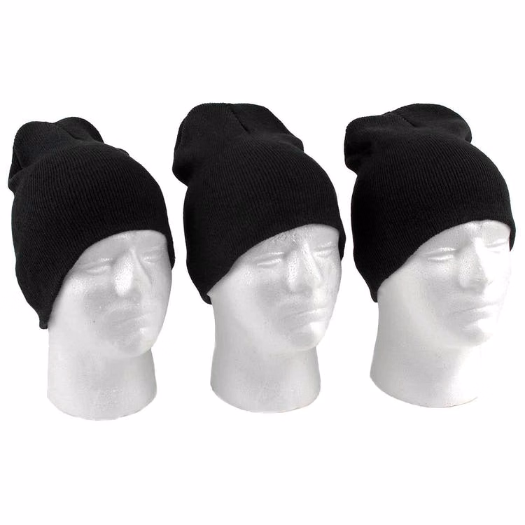 Adults' Knit Beanie Hats - Black
