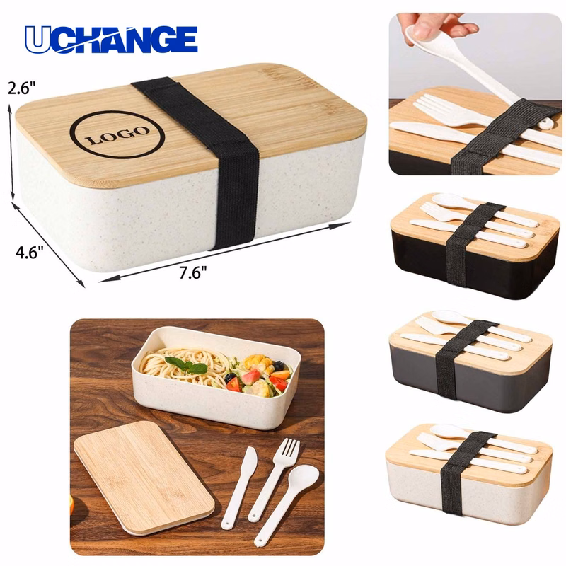 Bamboo Bento Lunch Box with Tableware Set