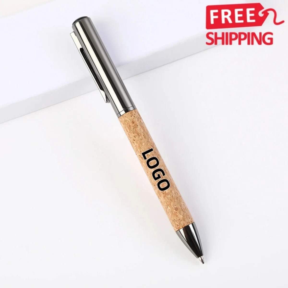 Wheat Straw Cork Grip Metal Clip Ballpoint Pen 1