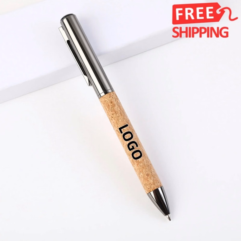 Wheat Straw Cork Grip Metal Clip Ballpoint Pen