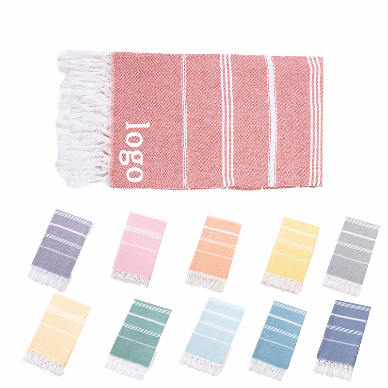MOQ 30 Pure Cotton Turkish Tassel Beach Towel 70.5"L x 39.5"W