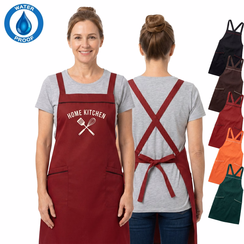 12 oz Woven knitted Kitchen Apron w/ Cross Strap & 2 pockets