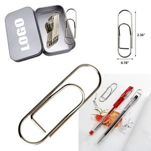 Silver Jumbo Paper Clips Pen Holder In Tin Box 1
