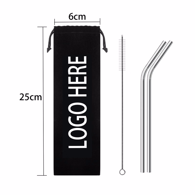 304 Stainless Steel Straws Set/Brush/Pocket