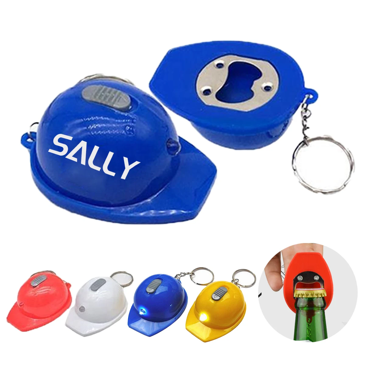 3 in 1 Safety Helmet LED Bottle Opener Keychain 1