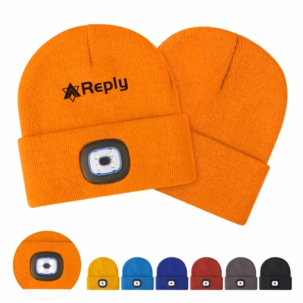 Custom Acrylic Knit Beanie with LED Light, USB Rechargeable — Safety Outdoors
