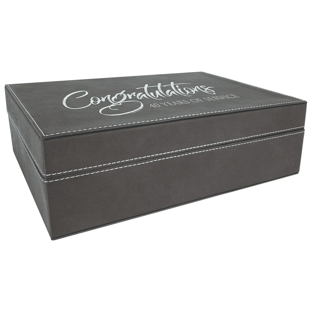 12 1/4" x 8 1/4" Black/Silver Leatherette Premium Gift Box 1