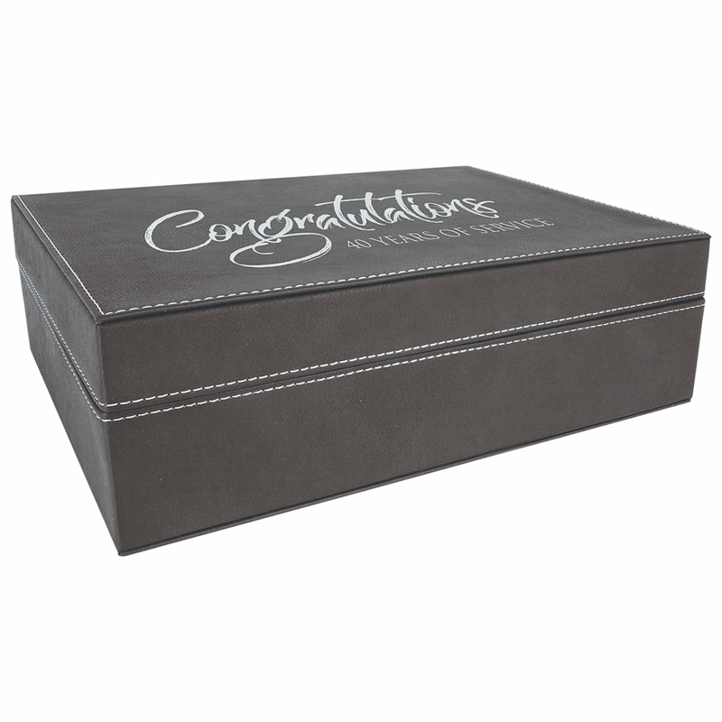 12 1/4" x 8 1/4" Black/Silver Leatherette Premium Gift Box