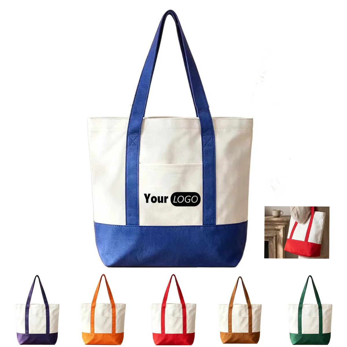 Canvas Hand Bag With Front Pocket 1