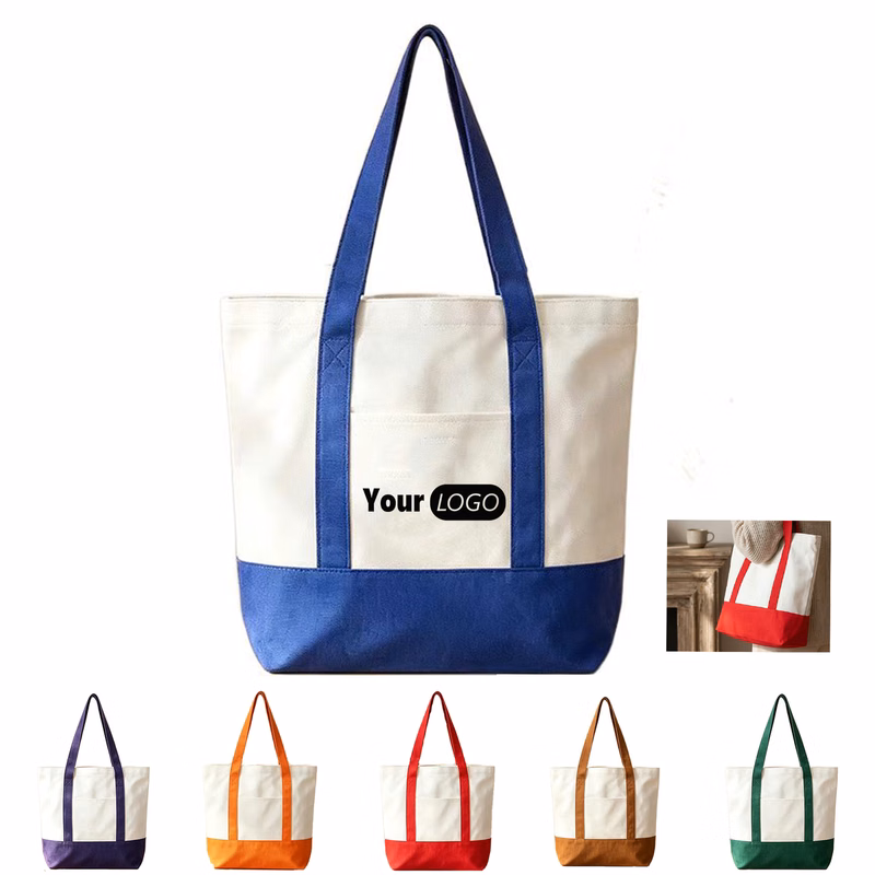 Canvas Hand Bag With Front Pocket