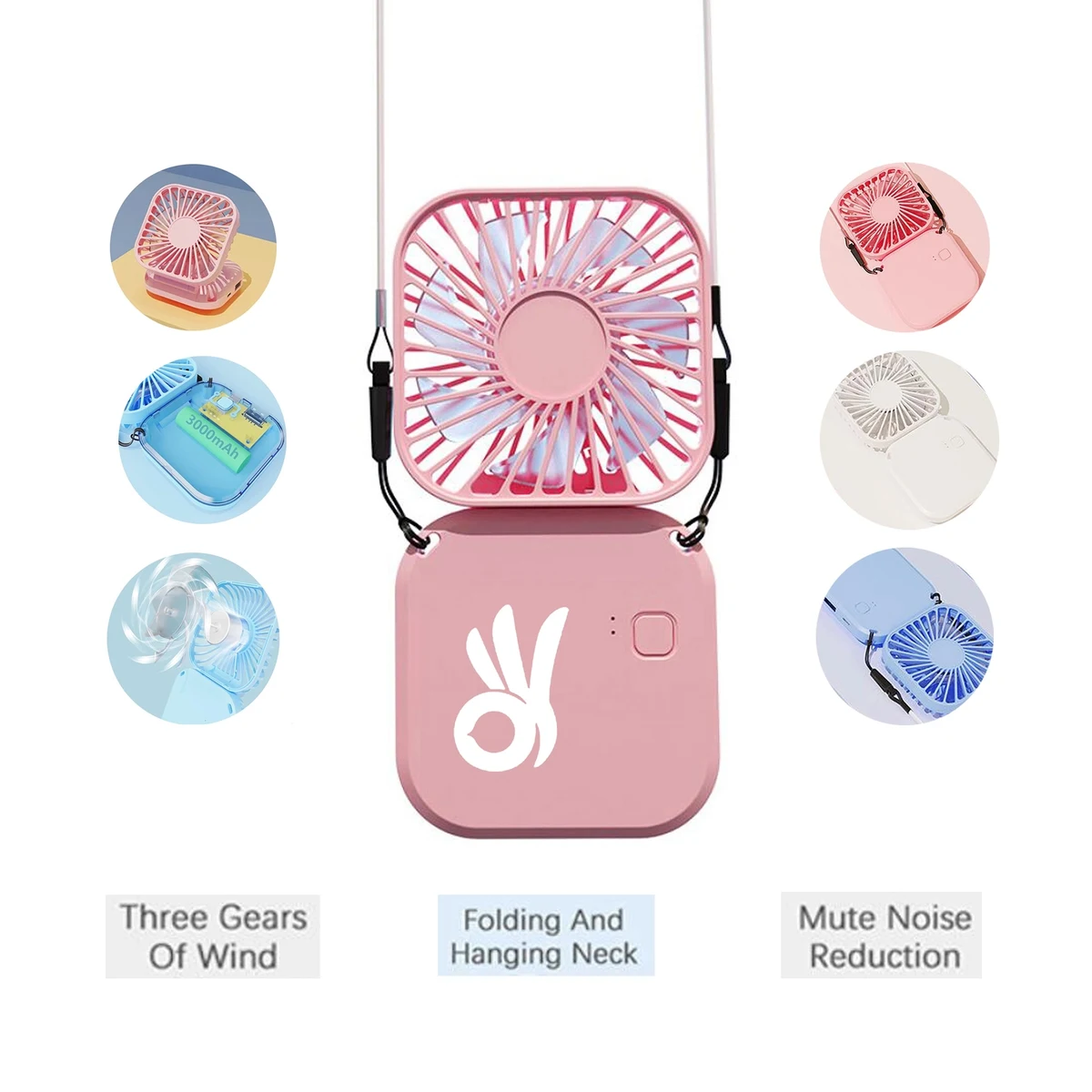 Portable Necklace Folding Fan 1