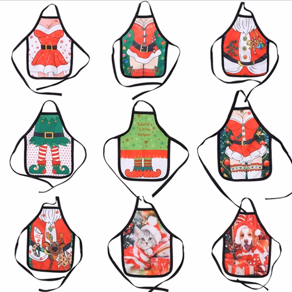 Christmas Apron Wine Bottle Cover Set