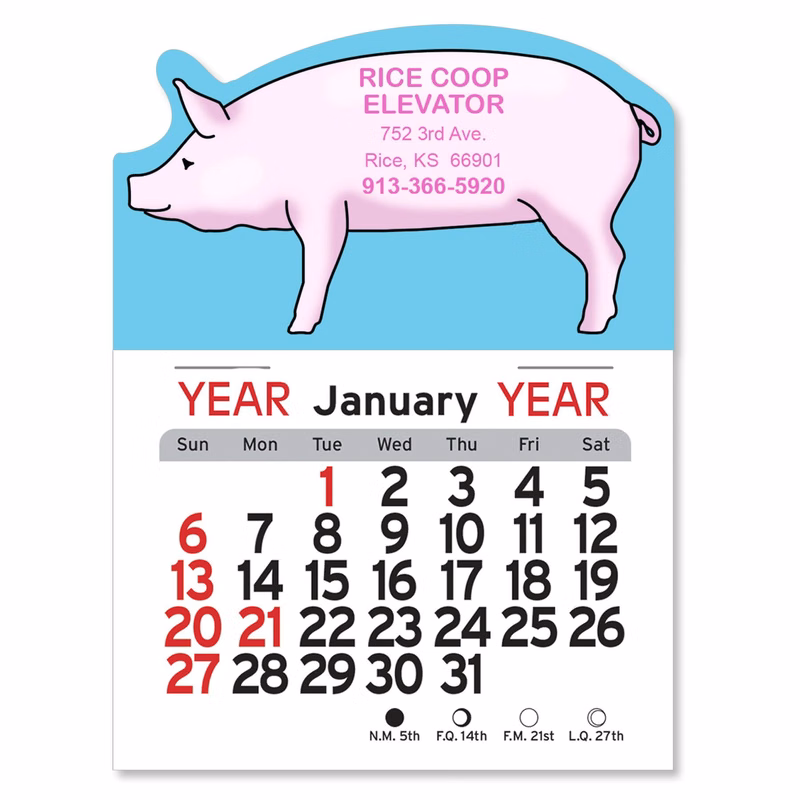 Adhesive Peel-N-Stick® Calendar - Pig