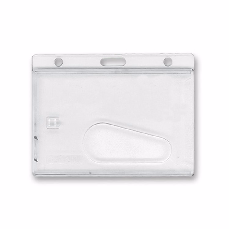 3.65" W x 2.73" H - Horizontal Rigid Frosted Card Holder (Blank)