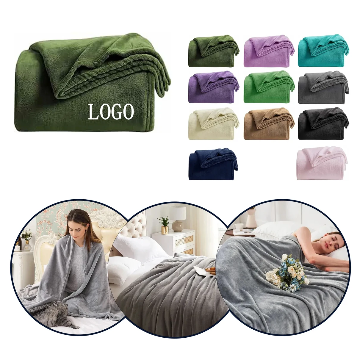 60"L x 40"W Lightweight Microfiber Fleece Throw Blanket 1