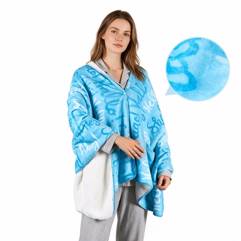 Full Color Sherpa Shawl Blanket – 30" X 70"