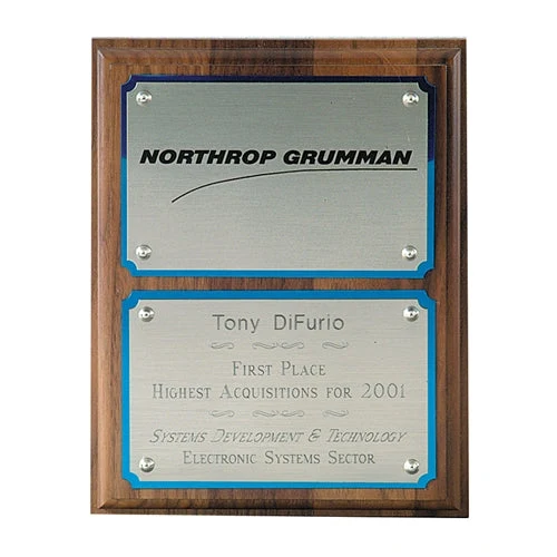Solid Walnut Plaque With Dual Plate 1