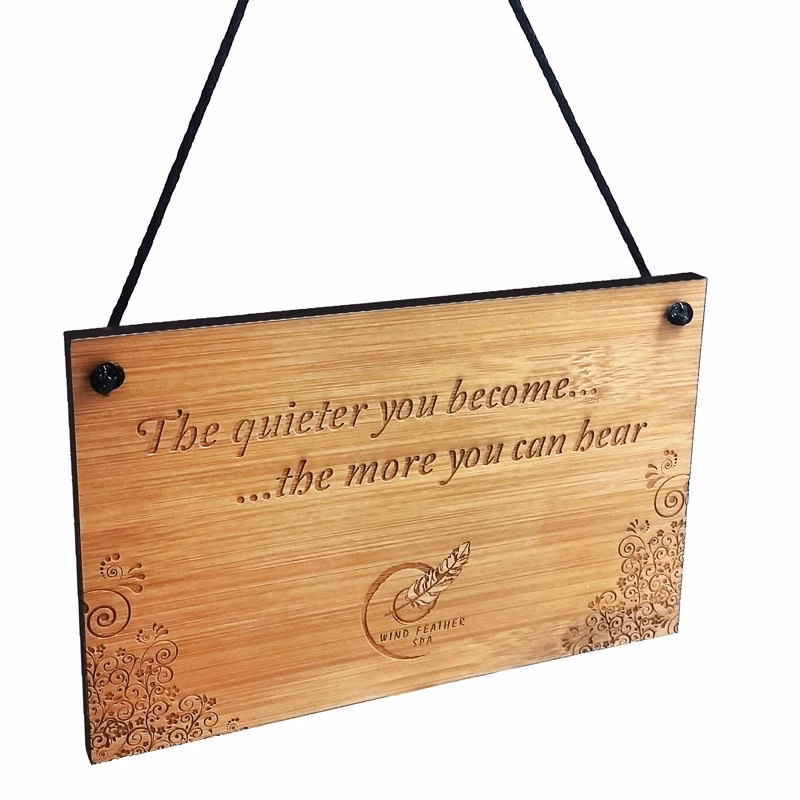 Custom Laser Etched Bamboo Hanging Signs