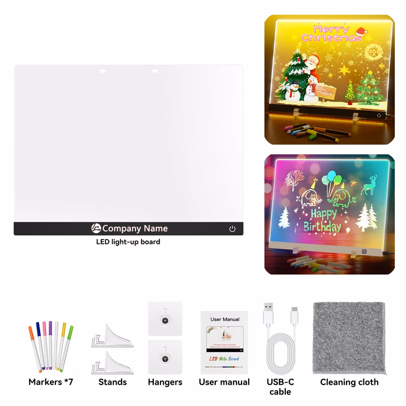 LED Acrylic Lighting Dry Erase Message Board